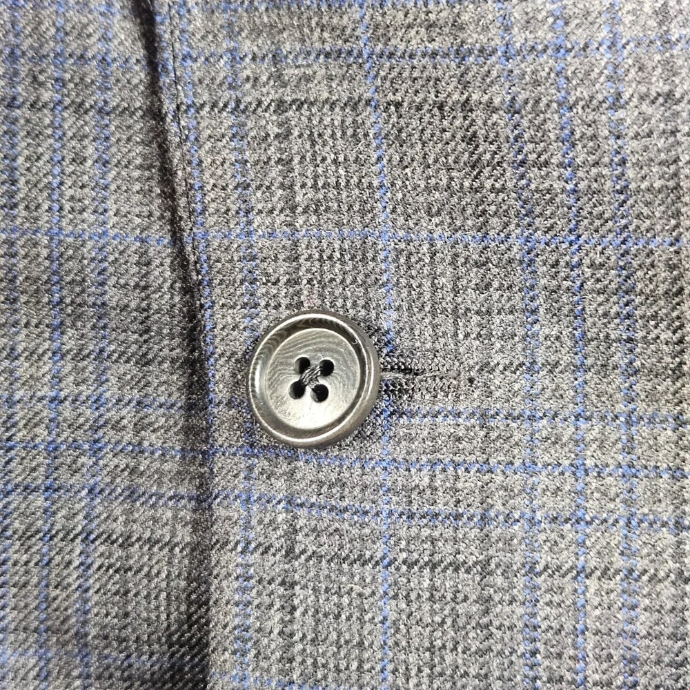 Brooks Brothers Sport Coat Men 42R Grey Blue Glen Plaid 1818 Madison Wool Blazer